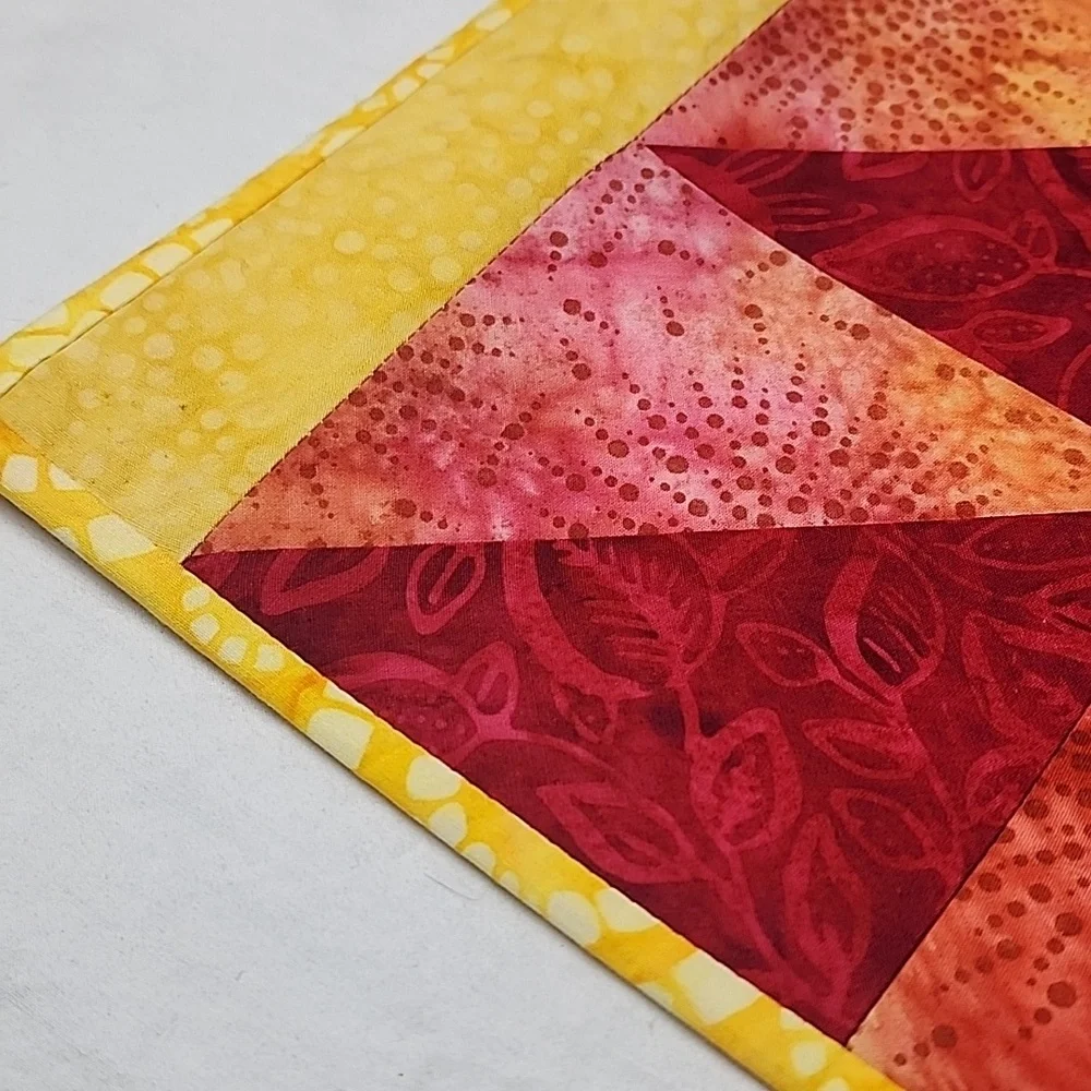 Red Yellow Orange Colorful Quilted Table Runner Handmade